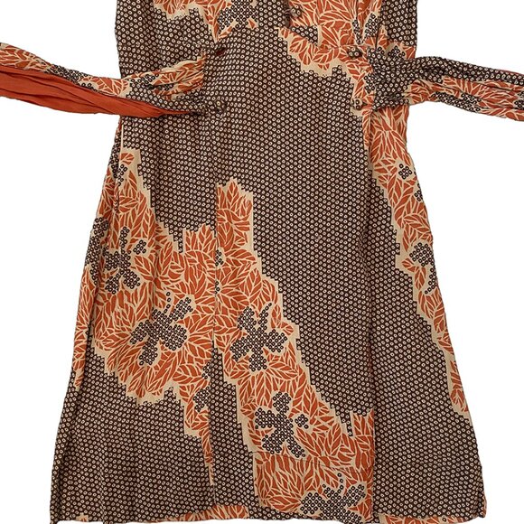 Topshop Orange & Brown Printed Wrap Dress — Size 6 (UK 10) - Picture 9 of 10